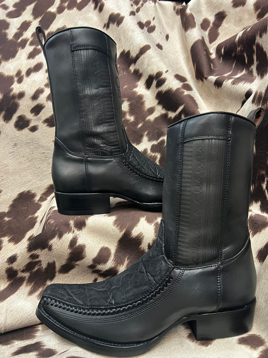 Cuadra Dusty Black Elephant Leather Boot Style CU722