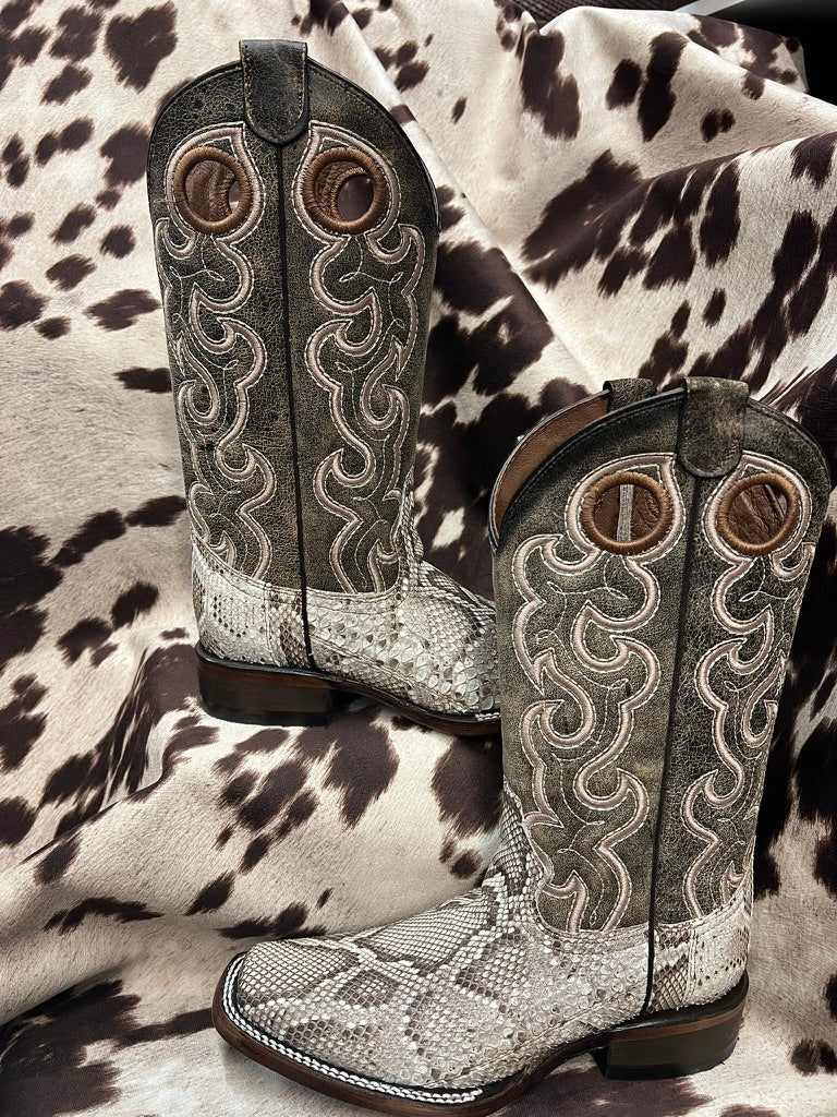 Circle G Natural Python Leather Boot Handcrafted Embroidery L8003