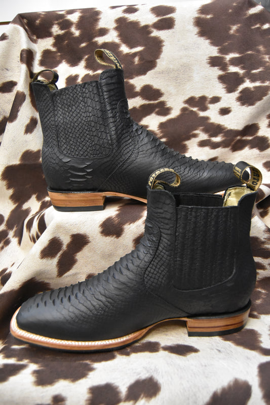 Potrero Black Python Boot Handcrafted Embroidery Rodeo 520
