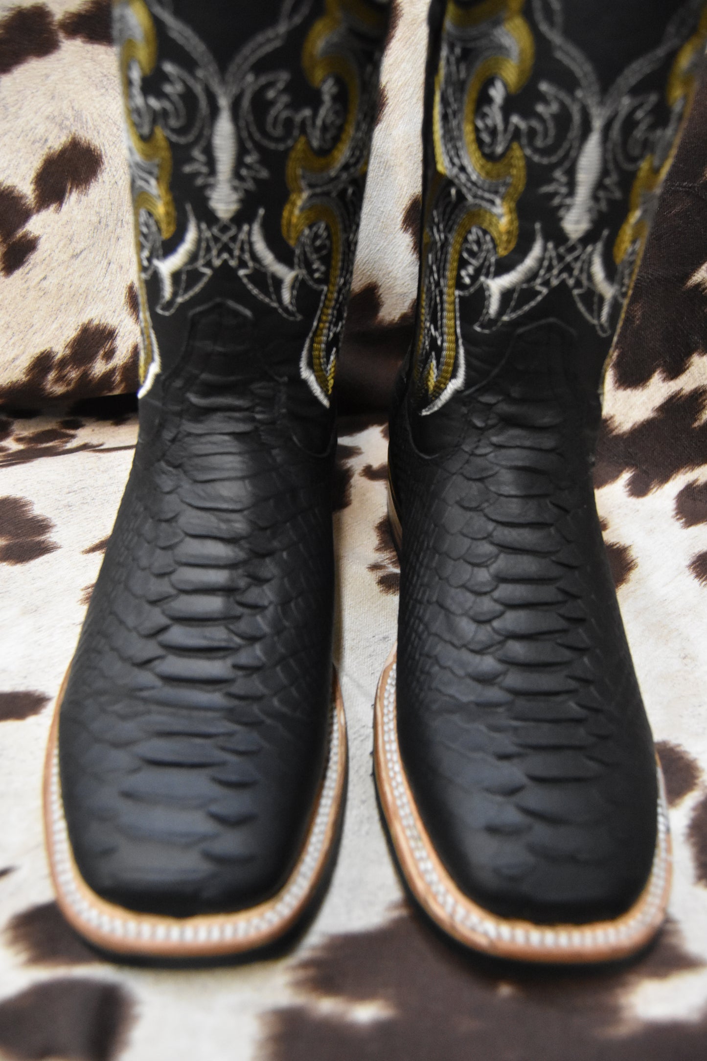 Potrero Embossed Black Python Leather Boot 318