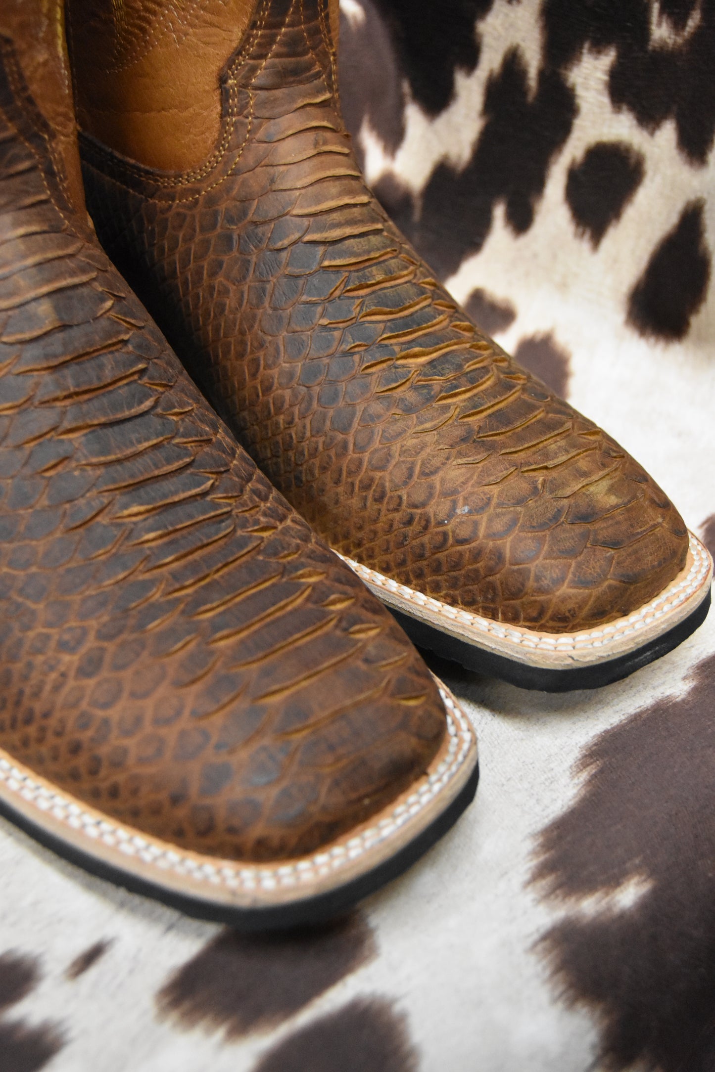 Potrero Embossed Tobacco Python Leather Boot Stylo 319