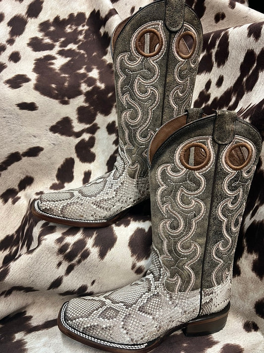 Circle G Natural Python Leather Boot Handcrafted Embroidery L8003