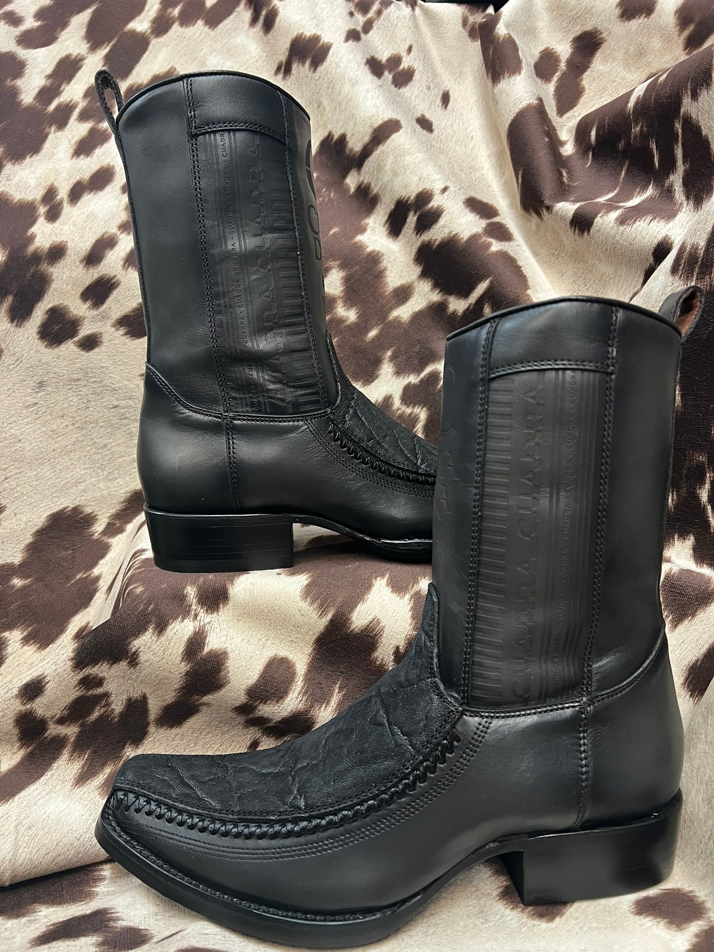 Cuadra Dusty Black Elephant Leather Boot Style CU722