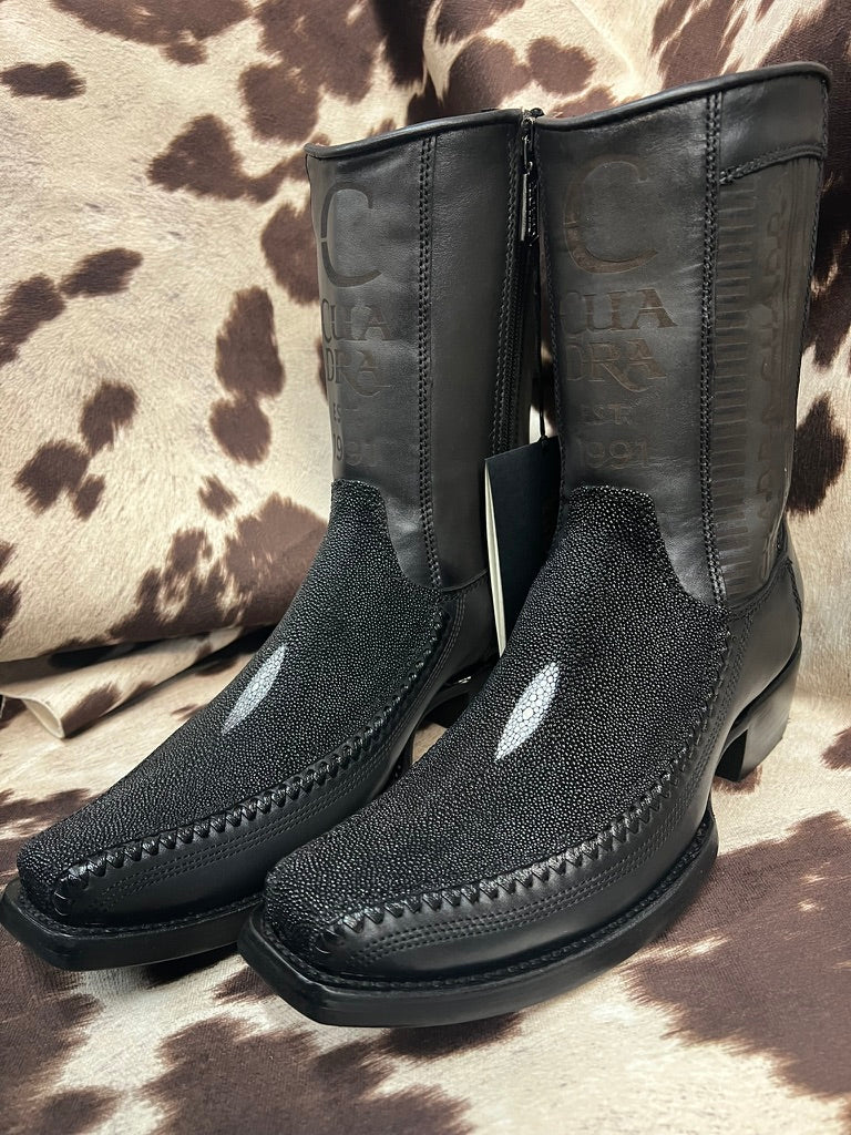 Cuadra Black Stingray Leather Boot Style CU783