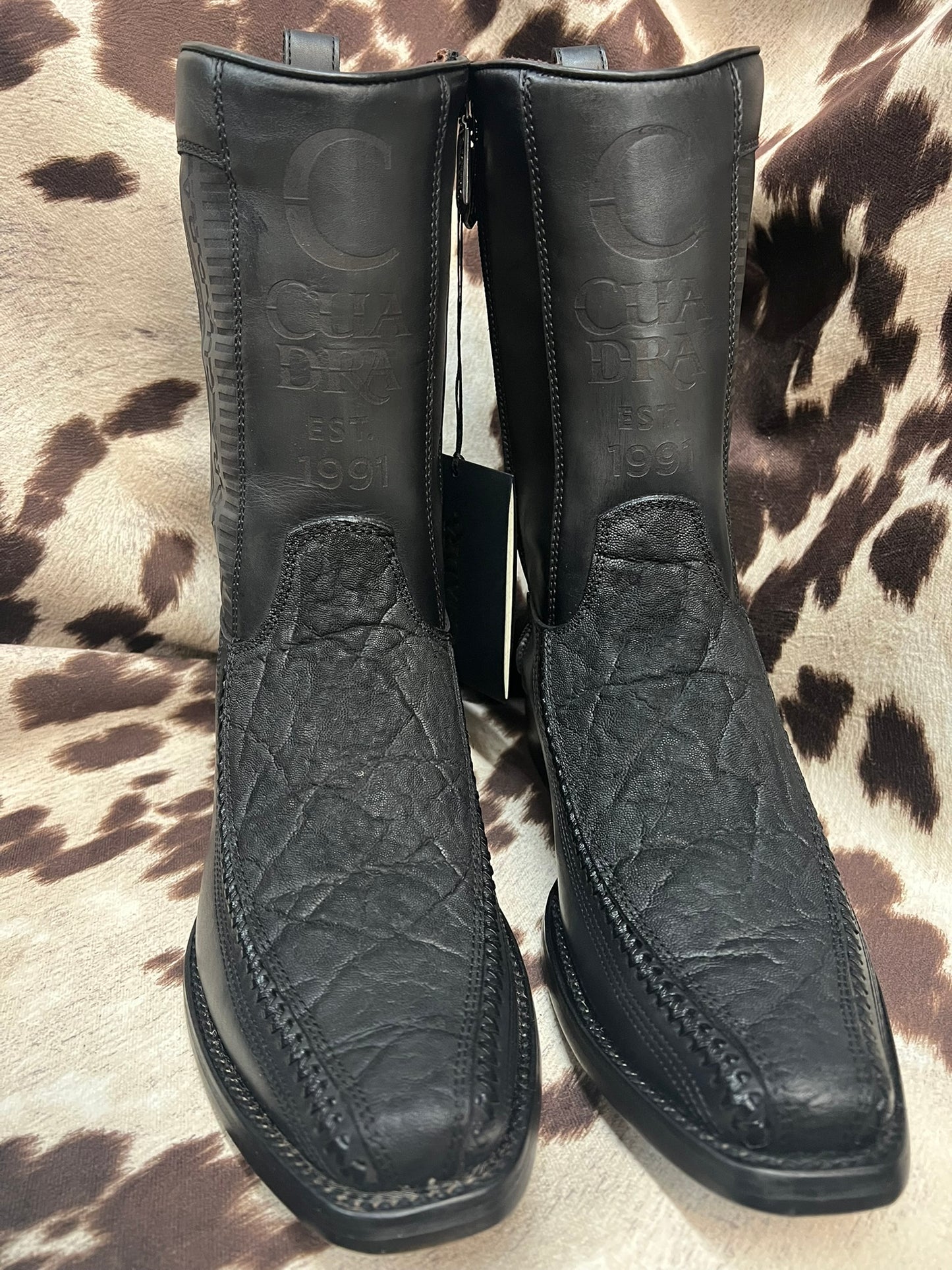 Cuadra Dusty Black Elephant Leather Boot Style CU722