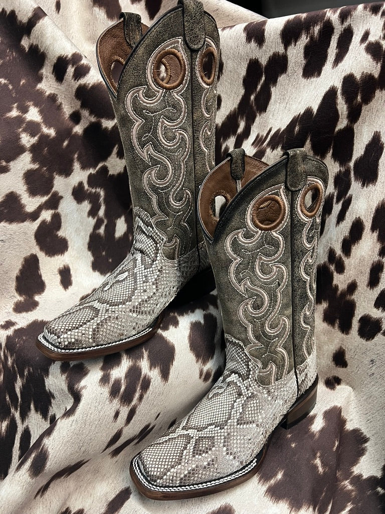 Circle G Natural Python Leather Boot Handcrafted Embroidery L8003