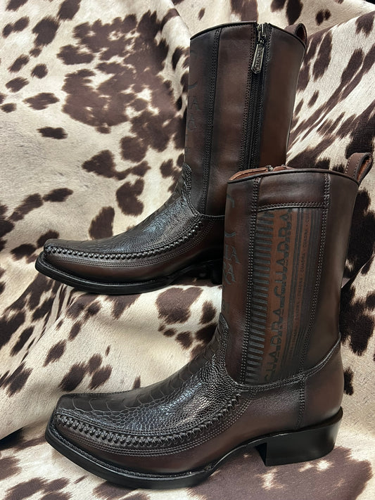 Cuadra Brown Ostrich Foot Leather Boot Style CU631