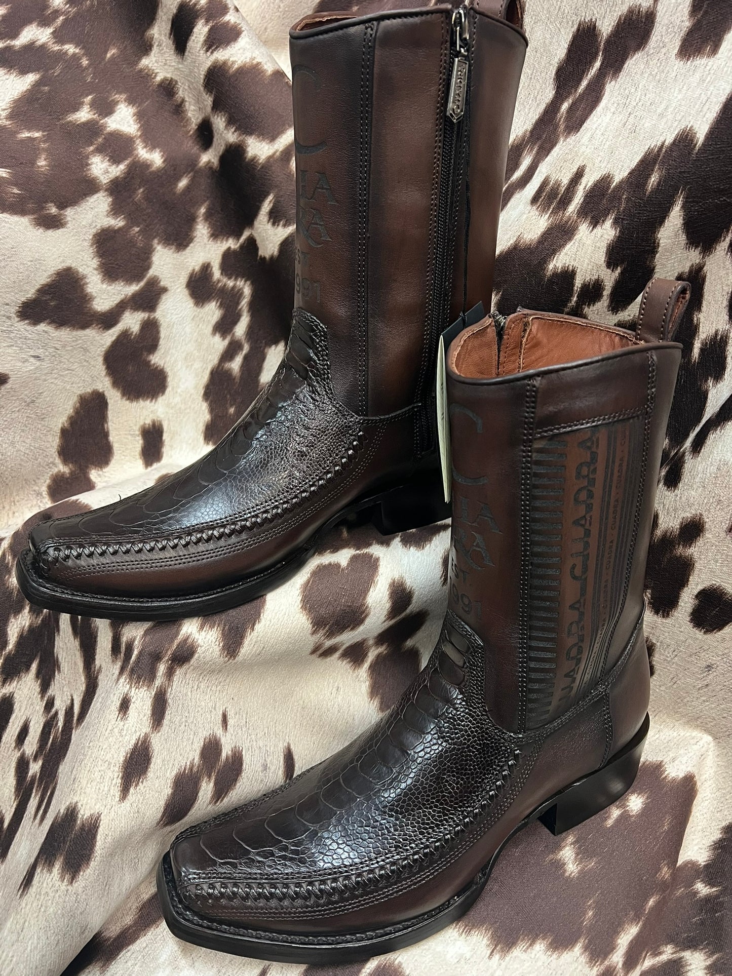 Cuadra Brown Ostrich Foot Leather Boot Style CU631