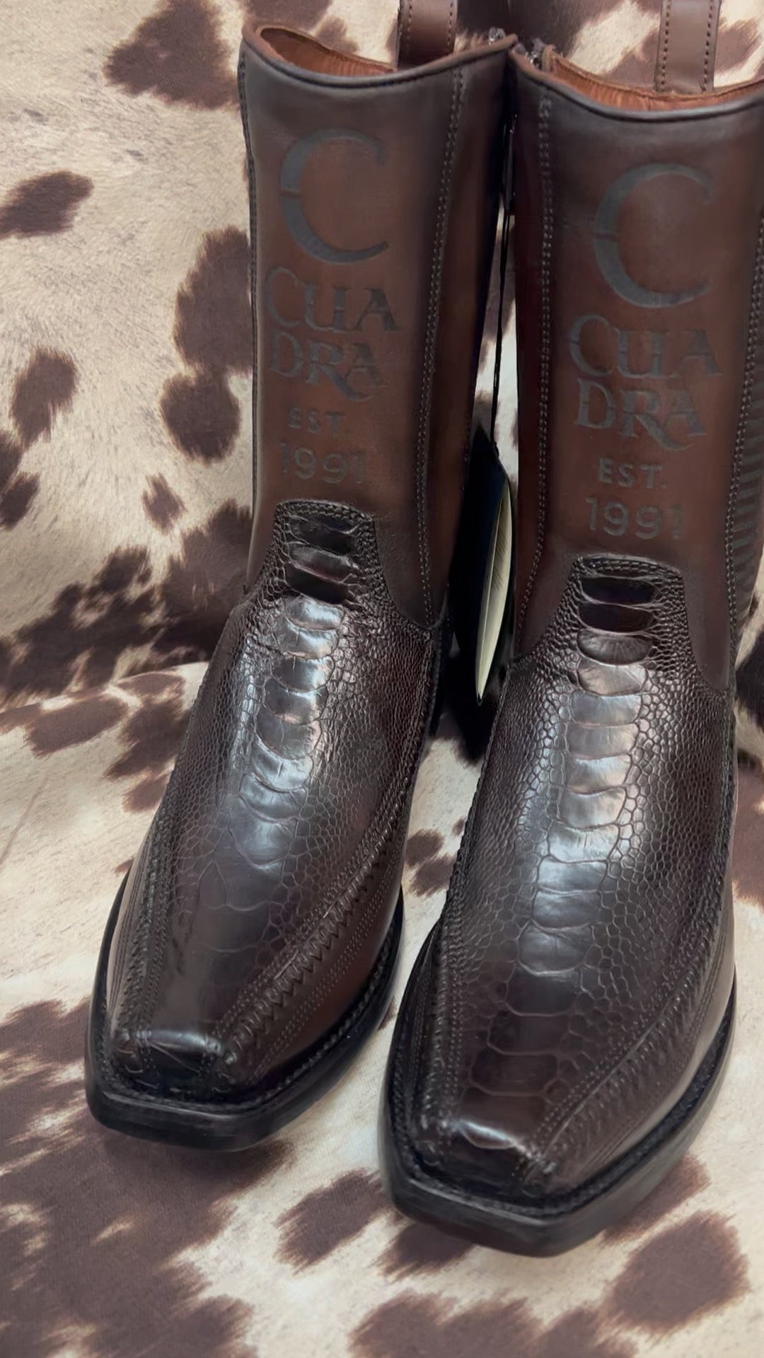 Cuadra Brown Ostrich Foot Leather Boot Style CU631