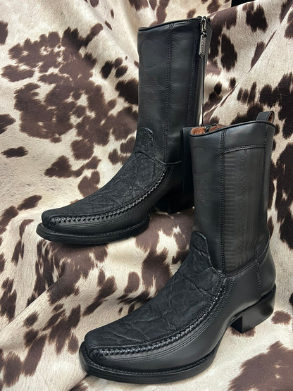 Cuadra Dusty Black Elephant Leather Boot Style CU722