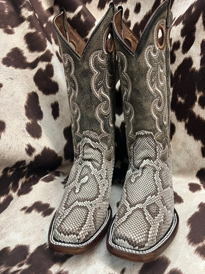 Circle G Natural Python Leather Boot Handcrafted Embroidery L8003