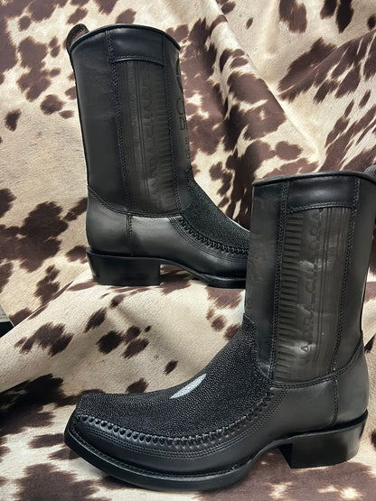 Cuadra Black Stingray Leather Boot Style CU783