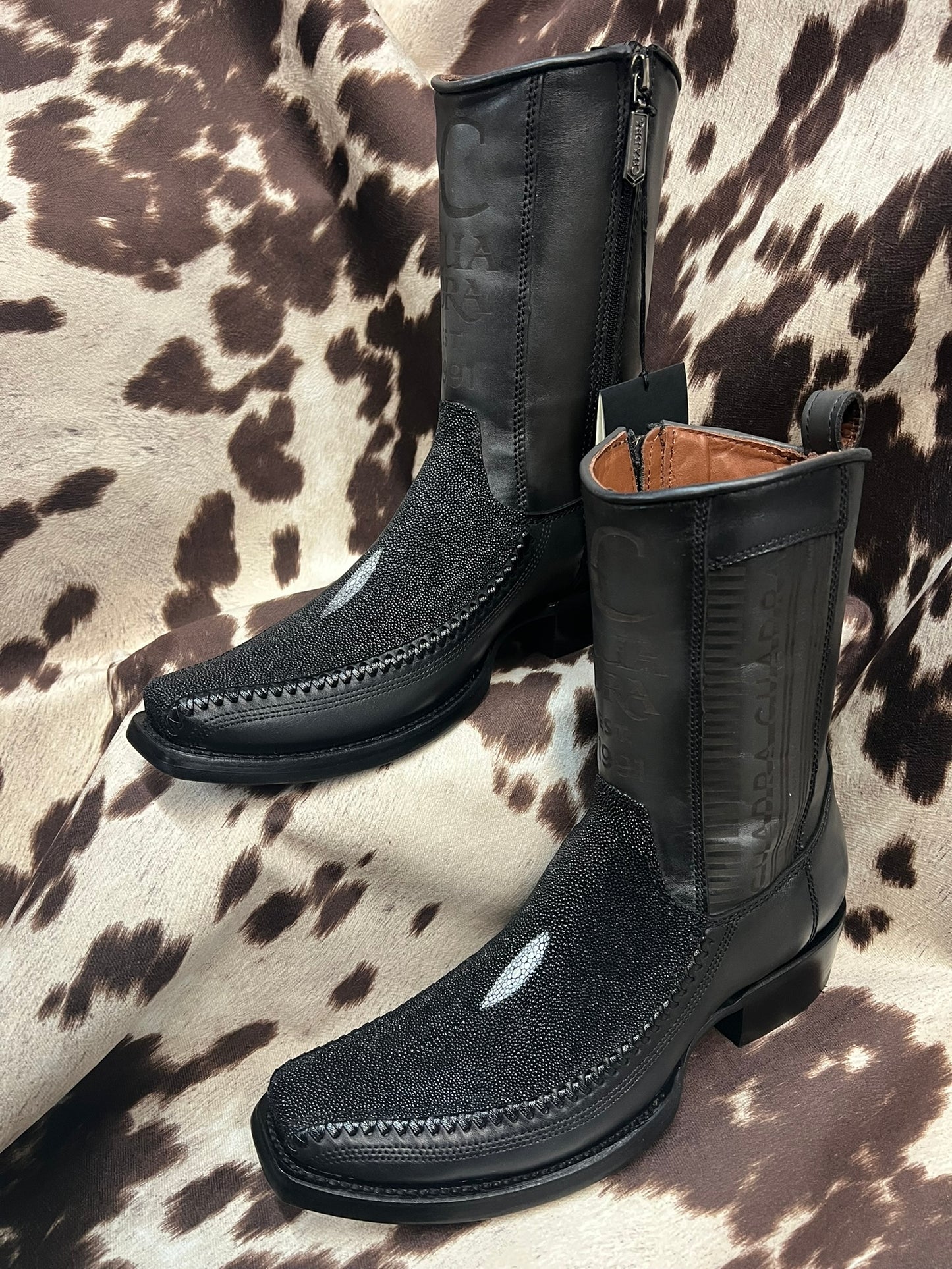 Cuadra Black Stingray Leather Boot Style CU783
