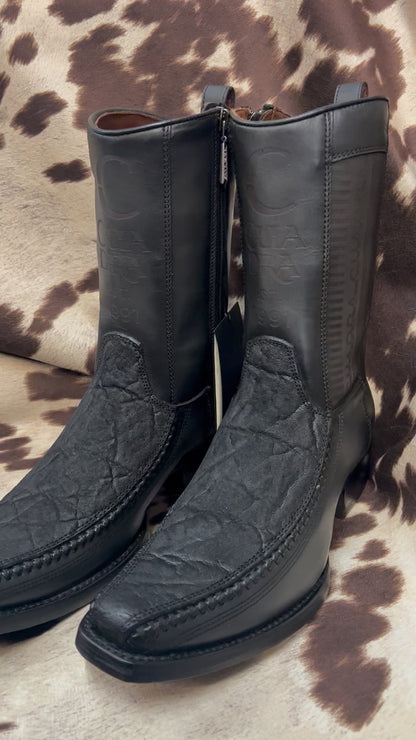 Cuadra Dusty Black Elephant Leather Boot Style CU722