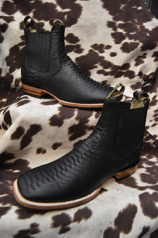 Potrero Black Python Boot Handcrafted Embroidery Rodeo 520