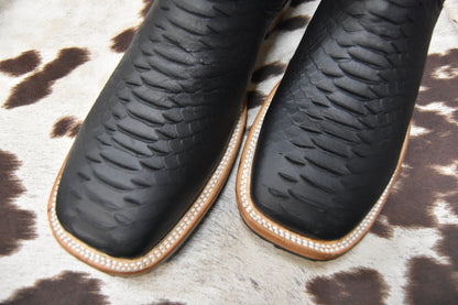 Potrero Black Python Boot Handcrafted Embroidery Rodeo 520