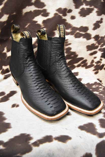 Potrero Black Python Boot Handcrafted Embroidery Rodeo 520