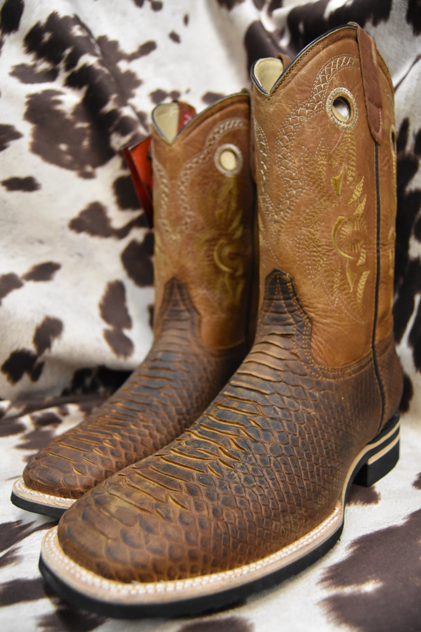 Potrero Embossed Tobacco Python Leather Boot Stylo 319