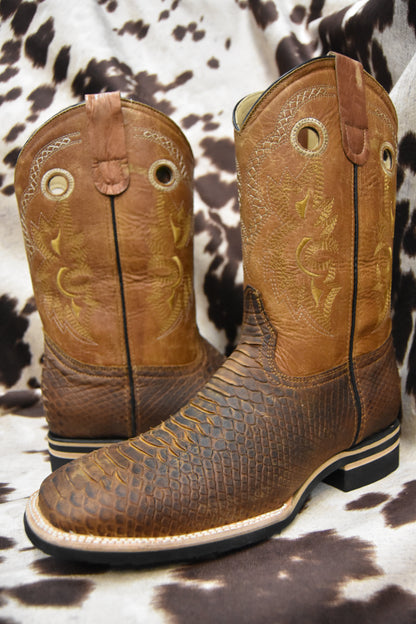 Potrero Embossed Tobacco Python Leather Boot Stylo 319