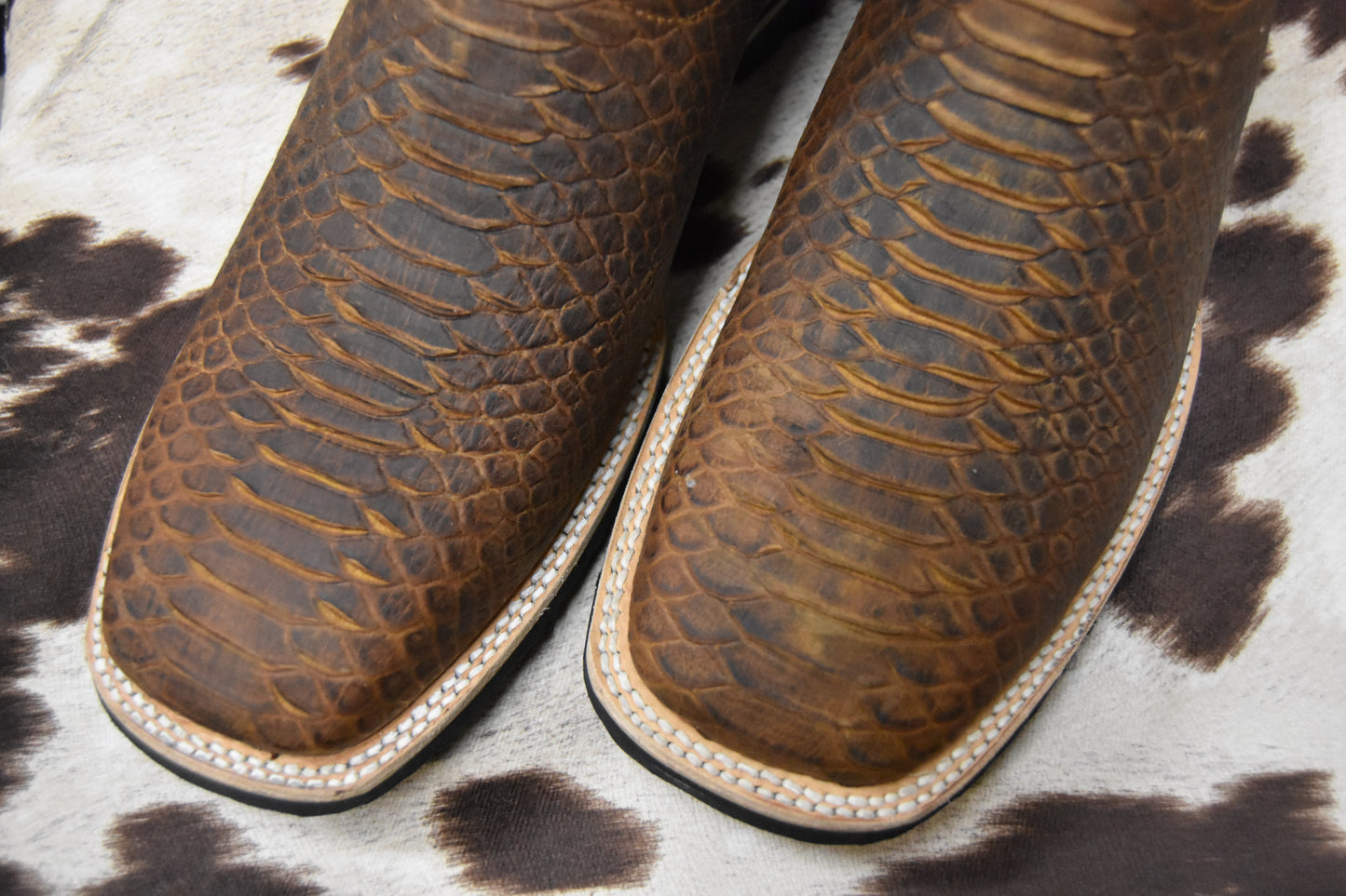 Potrero Embossed Tobacco Python Leather Boot Stylo 319