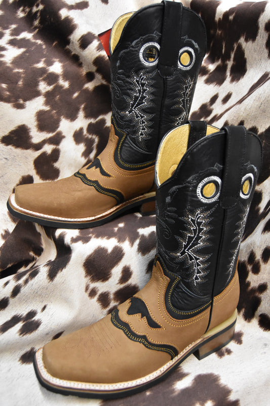 Potrero Black Bovine Tang Leather Boot Style 801