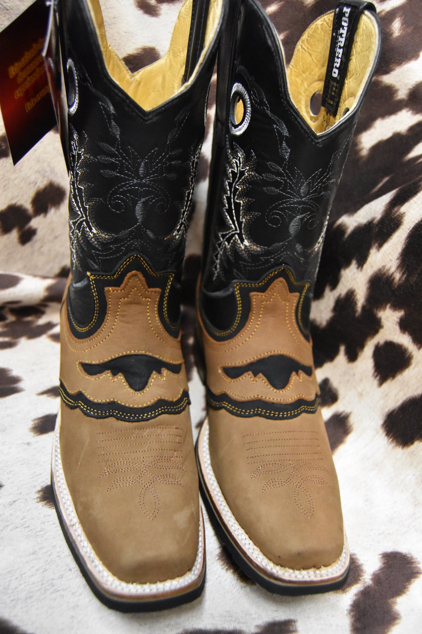 Potrero Black Bovine Tang Leather Boot Style 801