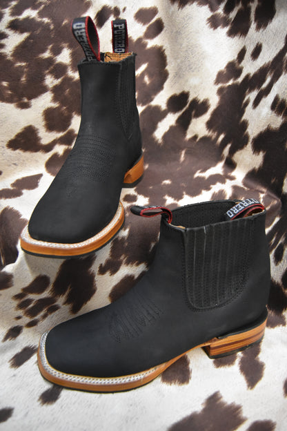 Potrero Black Nubuck Leather Ankle Boot Style 395