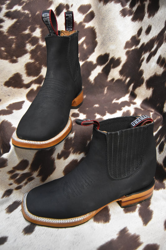 Potrero Black Nubuck Leather Ankle Boot Style 395