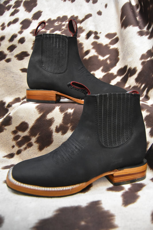 Potrero Black Nubuck Leather Ankle Boot Style 395